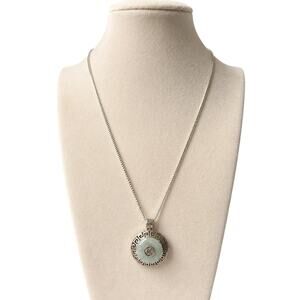 925 Sterling Silver Jade Greek Key Pendant Necklace 18" Italy Vintage‎